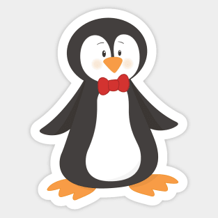 Cute Penguin, Little Penguin, Penguin With Bow Tie Sticker